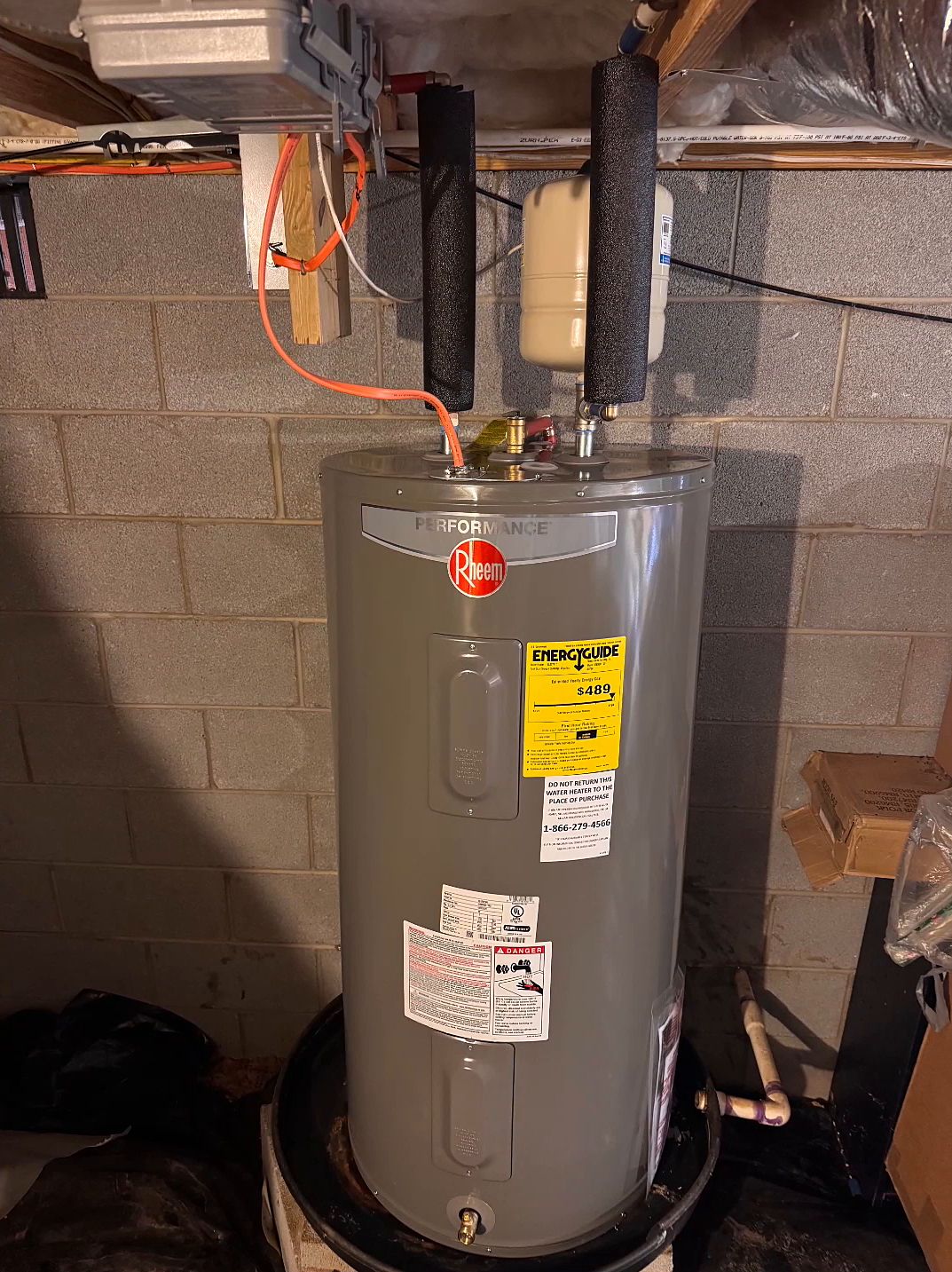 Basement water heater install