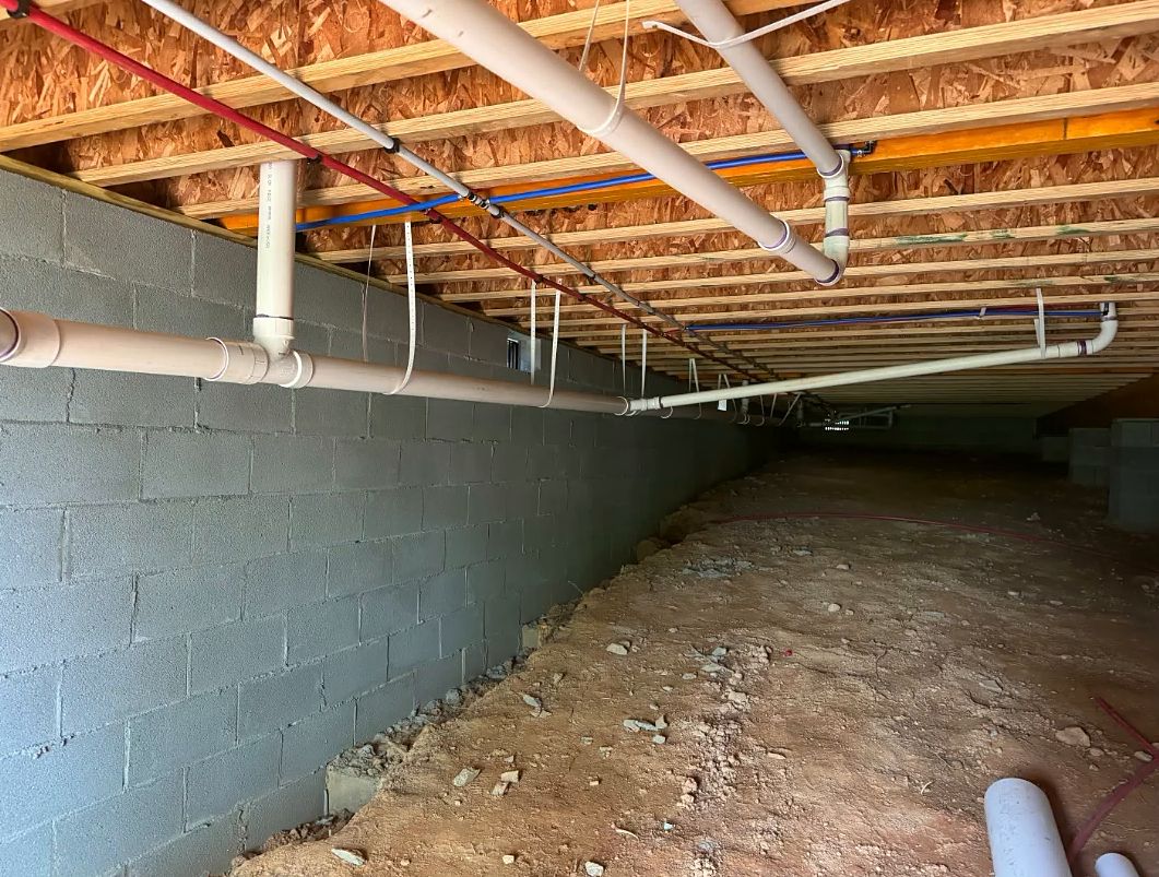 Crawl space drain and water lines